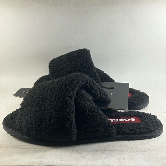 Sorel Go Mail Run Womens Faux Fur Slippers Black Size 9 - Picture 3 of 7